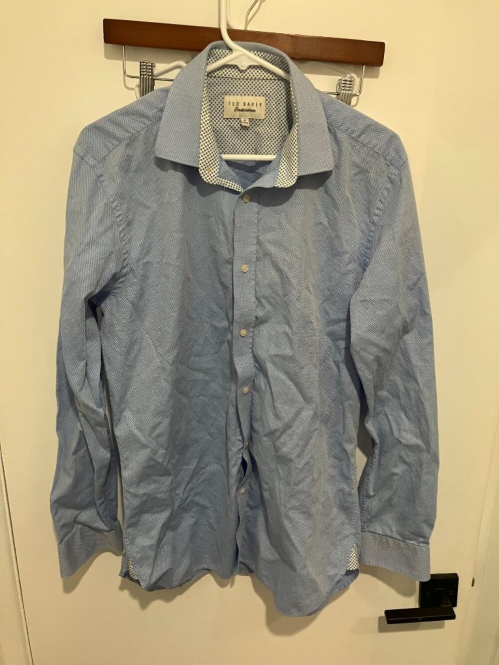 Ted Baker Endurance Men's 100% Cotton Geometric Dress Shirt, Blue, Size 16-34/35